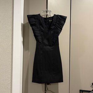 DO+BE Black Mini Dress with Dramatic Ruffled Sleeves